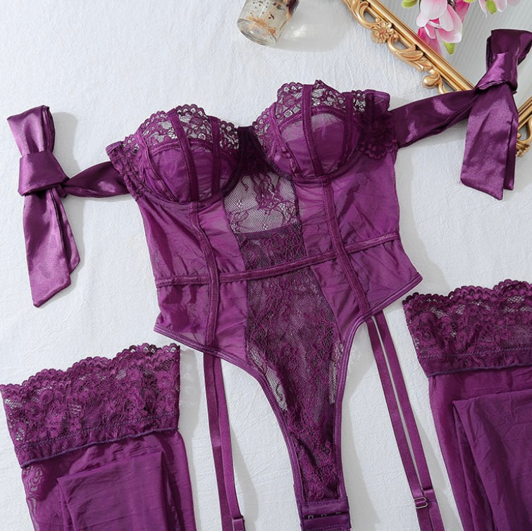 Velvet Reign Satin & Lace Corset Set