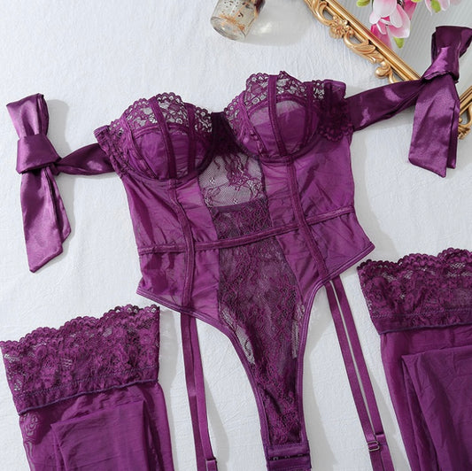 Velvet Reign Satin & Lace Corset Set