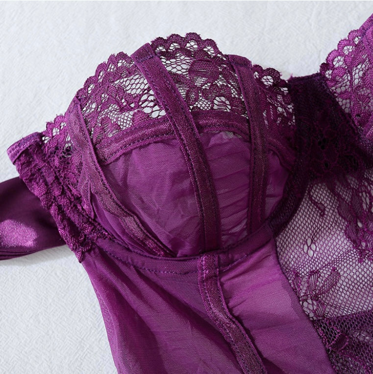 Velvet Reign Satin & Lace Corset Set